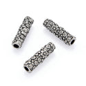 50pcs Large Hole Flower Pattern Tube Beads, Antique Silver, 20mm, Hole ID 3mm, MC-T5