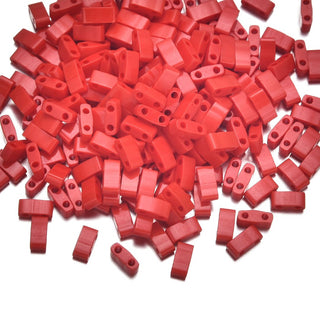 10g Miyuki Half Tila Seed Beads 5x2.3mm, Opaque Red (HTL-408)