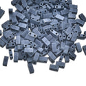 10g Miyuki Half Tila Seed Beads 5x2.3mm, Matte Gunmetal Blue (HTL-2001)