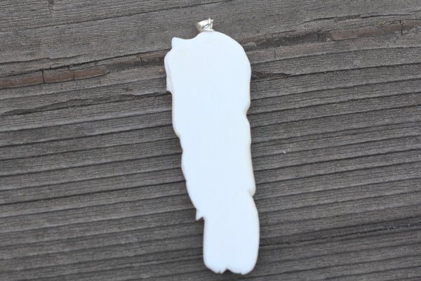1pc Beautiful Three Horse Family Hand Carved White Buffalo Bone Drop Pendant, Symbol of Strength Prosperity Pendant, with Sterling Silver Bail, 2.5 Inch, BP-126