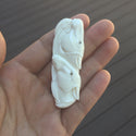 1pc Beautiful Two Galloping Horses Hand Carved White Buffalo Bone Drop Pendant, Symbol of Strength Prosperity Pendant, with Sterling Silver Bail, 2.6 Inch, BP-127