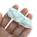 1pc Beautiful Two Galloping Horses Hand Carved White Buffalo Bone Drop Pendant, Symbol of Strength Prosperity Pendant, with Sterling Silver Bail, 2.6 Inch, BP-127