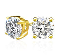 1 pair 18K Yellow Gold Plated Sterling Silver Stud Earrings, 6mm/0.84 Carat Round Cut Cubic Zirconia CZ Diamond, SSE75-6