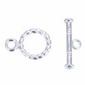 2 Sets 925 Sterling Silver Round Twisted Toggle Clasps, T-Bar Jewelry Closure, 10.5mm (0.41 Inch), SS423
