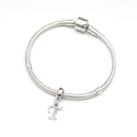 1pc 925 Sterling Silver Letter T, Alphabet Charm Pendant Drop, 18mm Long, Hole ID 4.5mm, EC3-A20