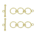 1 Set 925 Sterling Silver Adjustable 3-Ring Toggle Clasps, Real 18K Yellow Gold Plated, SS375-2