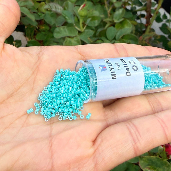 7.5g Miyuki Delica 11/0 Seed Beads, Opaque Rainbow Sea Opal DB1576