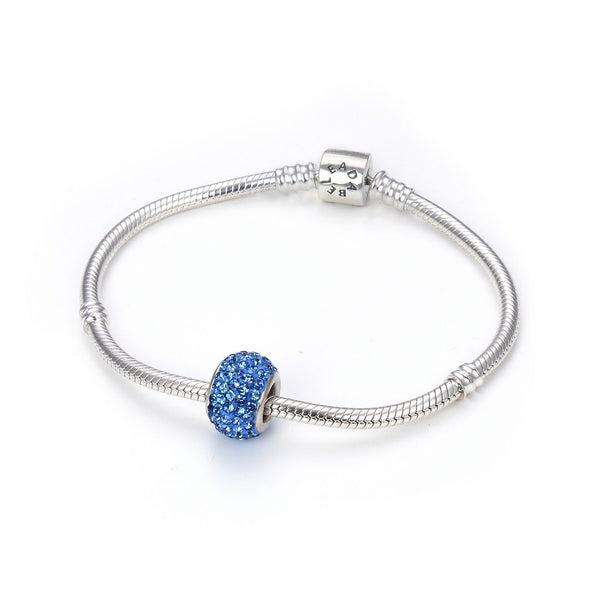 1pc 925 Sterling Silver December Blue Birthstone Bead Charm, 12.5x7.5mm, Hole ID 4.8mm, Fit Pandora All Other Bracelets, EC684-12