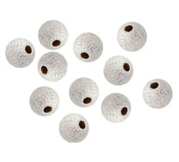 100pcs Sparkle Stardust Round Beads, Sterling Silver Plated Brass, Size Selections: 6mm/8mm/10mm