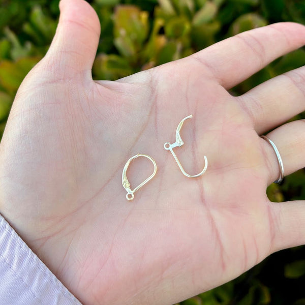 2pcs Real 1/20 14K Gold Filled Strong Leverback Earring Hooks, Open Ring, 16x10mm, JK1-G