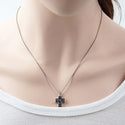 1pc Natural Druzy Crystal Pendant Necklace, Hematite Black Cross Small Gemstone Pendant, 18 inch Stainless Steel Surgical Chain, GGP19-4