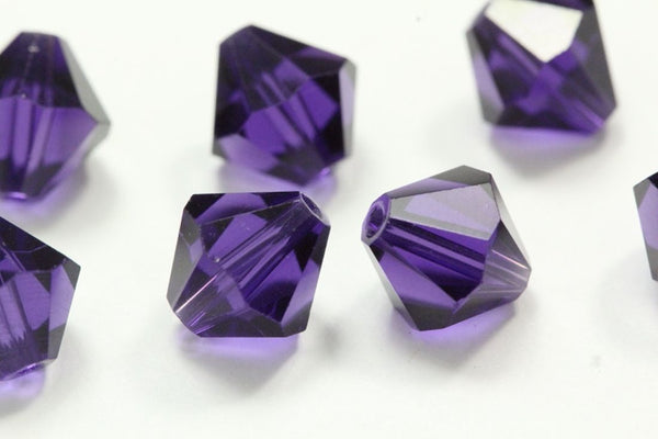 50pcs Adabele Austrian Faceted Bicone Crystal Beads #5301, Purple, Size Selections: 6mm/8mm/10mm