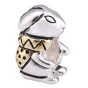 Real Solid Sterling Silver Rabbit Charm Bunny King in Gold Jacket Bead, Compatible with Pandora...