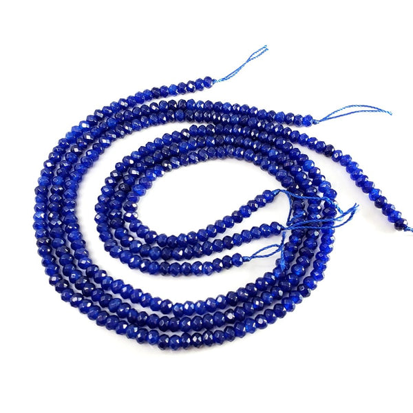 Natural Sapphire Blue Quartz Gemstone Faceted Rondelle Beads, 4x2mm/Small, Hole ID 0.9mm, 14 Inch/1 Strand, GH1R-8