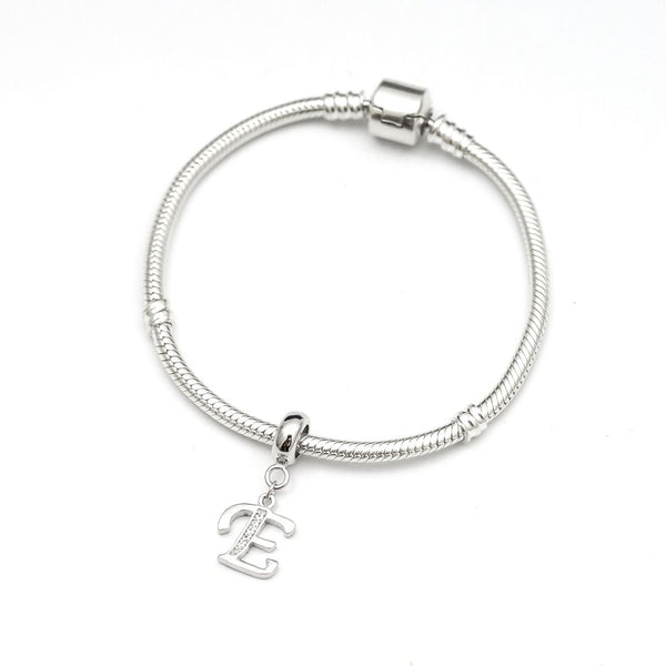 1pc 925 Sterling Silver Letter E, Alphabet Charm Pendant Drop, 18mm Long, Hole ID 4.5mm, EC3-A5