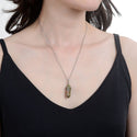 1pc Natural Unakite Jasper Gemstone Pendant Necklace, 18 Inch Surgical Stainless Steel Chain, GGP-E7
