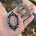 20pcs Large Sturdy Oval Open Back Bezels, Pendant Base, Antique Bronze, Designed for 40x30mm Cabochon Resin Cameo Photo, MC-H1