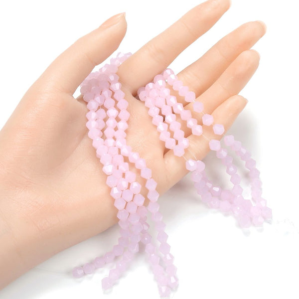 250pcs Creative Club Faceted Bicone Crystal Glass Beads, Rose Opal, 6mm (0.24 Inch), Hole ID 1mm, CCB630