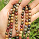Natural Picasso Jasper Gemstone Round Beads, 1 Strand/15 Inch, Size Selections: 4mm/6mm/8mm/10mm