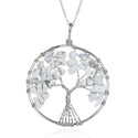 1pc Tree of Life Prosperity Necklace, Natural White Howlite Gemstone Pendant, 26 inch Surgical Stainless Steel Chain, GGP9-9