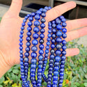 Natural Lapis Lazuli Gemstone Round Beads, 1 Strand/15 Inch, Size Selections: 4mm/6mm/8mm/10mm