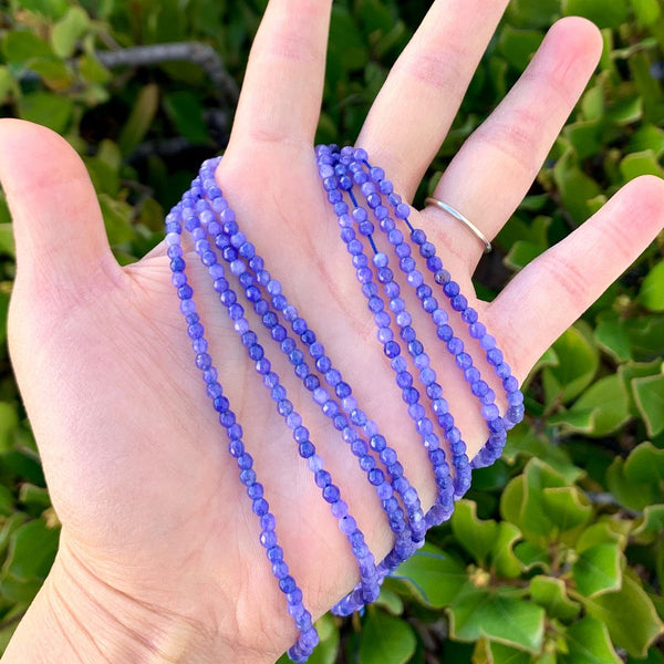 Natural Tanzanite Violet Jade Gemstone Faceted Round Beads, 3mm/Small Tiny, Hole ID 0.8mm, 2 Strands/26 Inch Total, GH3R-17