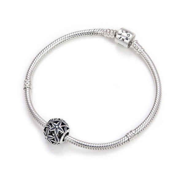 1pc Real 925 Sterling Silver Filigree Star Flower Bead Charm, Compatible with Pandora All Other Charm Bracelet, EC6-B3
