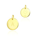 1pc 925 Sterling Silver 12mm Letter A Charm, Real 18K Yellow Gold Plated, Heart Engraved, Name Initial Disc Coin Pendant Drop, SLP-G1