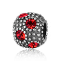 1pc 925 Sterling Silver July Birthstone Bead Charm, Red Ruby Cubic Zirconia CZ, 10.3x9mm, Hole ID 4.5mm, EC1-M7