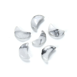 4pcs Natural White Howlite Hand Carved Moon Gemstone, 18mm Loose Cut Stones, G3P-A7