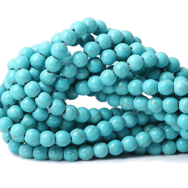 Natural Magnesite Imitated Blue Turquoise Gemstone Round Beads, 8mm, Hole ID 1mm, 30 Inch, About 90pcs Beads, GR-D8