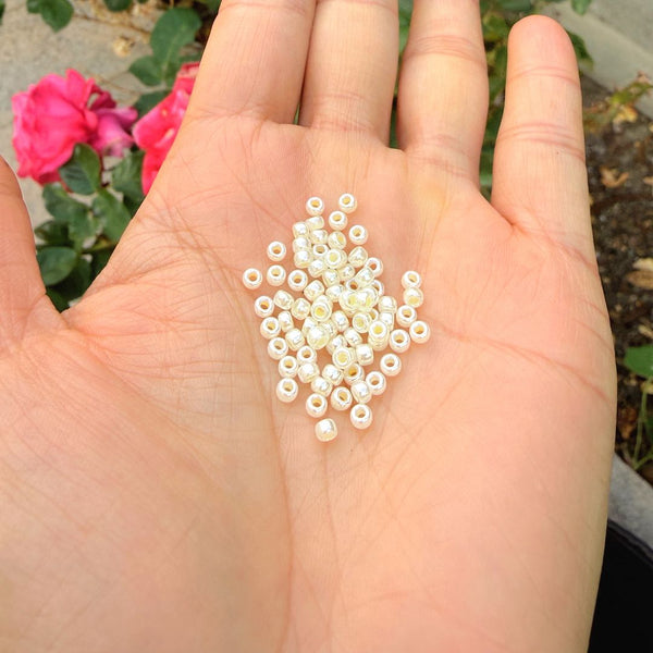 50g Miyuki Rocaille 8/0 Seed Beads Opaque Butter Cream Alabaster RR-527