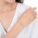 1pc 925 Sterling Silver Large Teardrop & Oval Link Chain Bracelet, Tarnish Resistant White Gold Plated, Length Selections: 7 inch/7.5 inch/8 inch