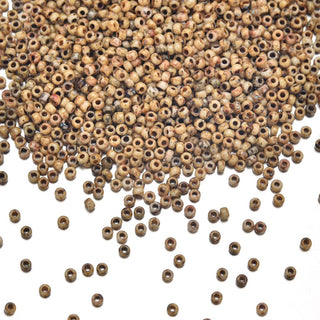 50g Miyuki Rocaille 8/0 Round Seed Beads Opaque Picasso Brown RR-4517