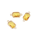 10pcs Grade A November Topaz Yellow Birthstone Rectangle Radiant Cut Links, 18K Yellow Gold Plated Brass, 14mm, CCP12-G11