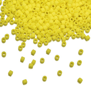 30g Miyuki Delica 11/0 Seed Beads, Opaque Matte Yellow DB751