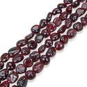 Natural Garnet Dark Red Gemstone Oval Tumbled Pebble Beads, Irregular, 5mm to 8mm, Hole ID 1mm, 15 Inch/1 Strand, GZ11-58