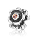 Real 925 Sterling Silver Cute Flower Bead Charm Yellow Cubic Zirconia CZ Gemstone