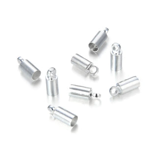 100pcs Glue In Tube Cord End Caps, Sterling Silver Plated Brass, Hole ID Selections: 1mm/1.5mm/2mm/2.5mm/3mm