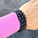 1 Strand Stretch Natural Black Lava Rock Beaded Gemstone Bracelet, 8mm Bead, Length Selections: 7 inch/7.5 inch/8 inch/8.5 inch