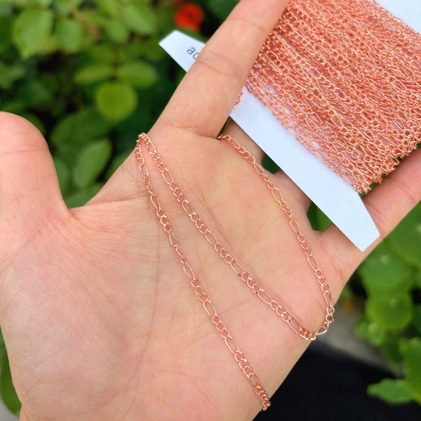 33 Feet Diamond Cut Figaro Copper Chain Link, Bright Coppery, 5.9x2.5mm, CW10-C2