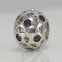 Solid 925 Sterling Silver Eternity Star Bead Charm Cubic Zirconia CZ Smoked Jet