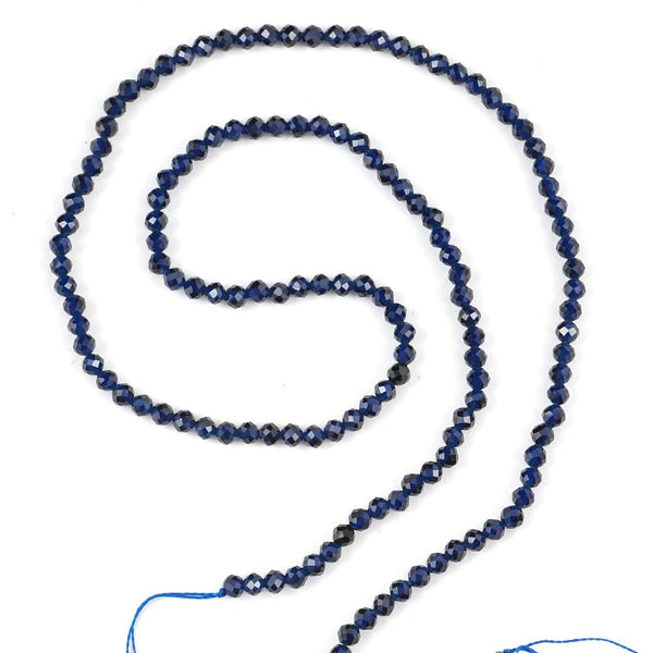 Natural Dark Indigo Blue Jade Gemstone Faceted Round Beads, 3mm/Small Tiny, Hole ID 0.8mm, 2 Strands/26 Inch Total, GH3R-7