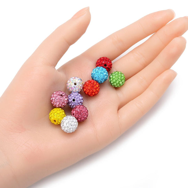 25pcs Adabele Grade A Suncatcher Crystal Rhinestone Pave Polymer Clay Beads, Light Siam Red, Size Selections: 8mm/10mm/12mm