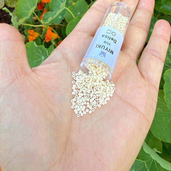 30g Miyuki Delica 11/0 Seed Beads, Opaque Matte Dark Cream DB762