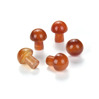 4pcs Natural Carnelian Agate Hand Carved Mushroom Gemstone, 20mm Loose Cut Stones, G3P-B5