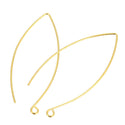 50pcs Marquise Earring Hooks, 18K Yellow Gold Plated Brass, 45mm Long, Wire Gauge Selections: 0.7mm/21 Gauge or 0.9mm/19 Gauge