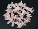 Natural Rose Quartz Pink Crystal Gemstone Stick Point Beads, Irregular, 7mm-23mm Long, Hole ID 1mm 1 Strand/15 Inch, GZ5-10