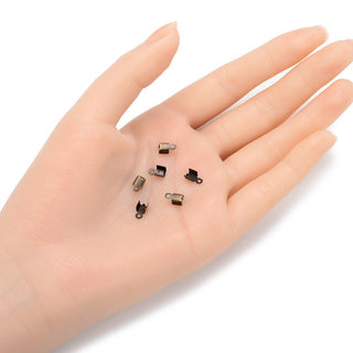 100pcs Fold Over Cord End Caps, Tube Crimp Ends, Antique Bronze Plated Brass, Size Selection: 7.3mm/9mm