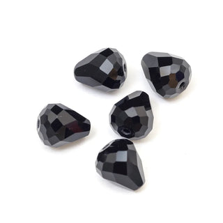 24pcs Adabele Austrian Faceted Teardrop Crystal Beads #5500, Jet Black, 12mm x 10mm, Hole ID 1.2mm, SST-1223